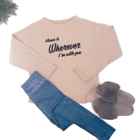 Zara Tops - 3 for $25 Zara pink wide ribbed graphic sweater